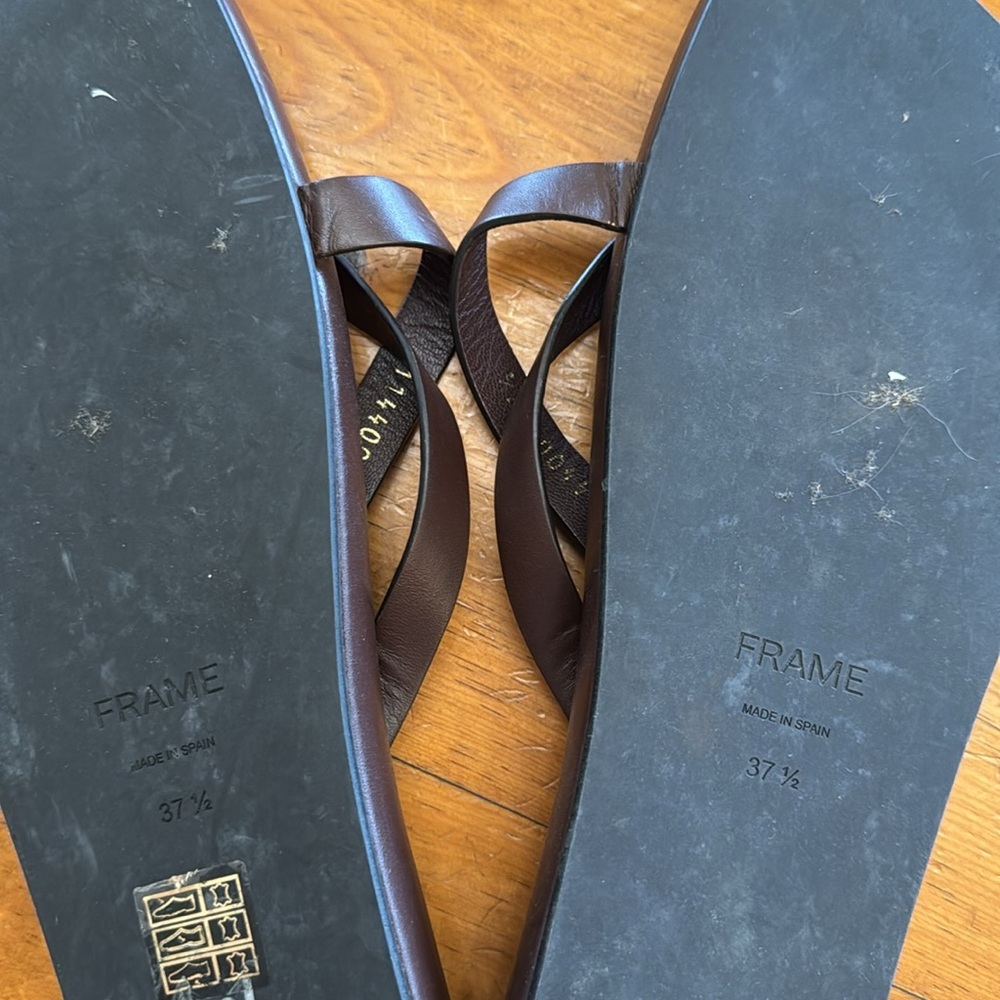 Frame Denim Women's Dark Brown Leather Strappy Slide Sandal - Picture 4 of 12